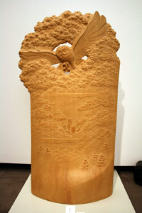 井波彫刻オーダーメイドの木彫インテリア「フクロウ」