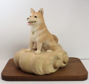 柴犬木彫り